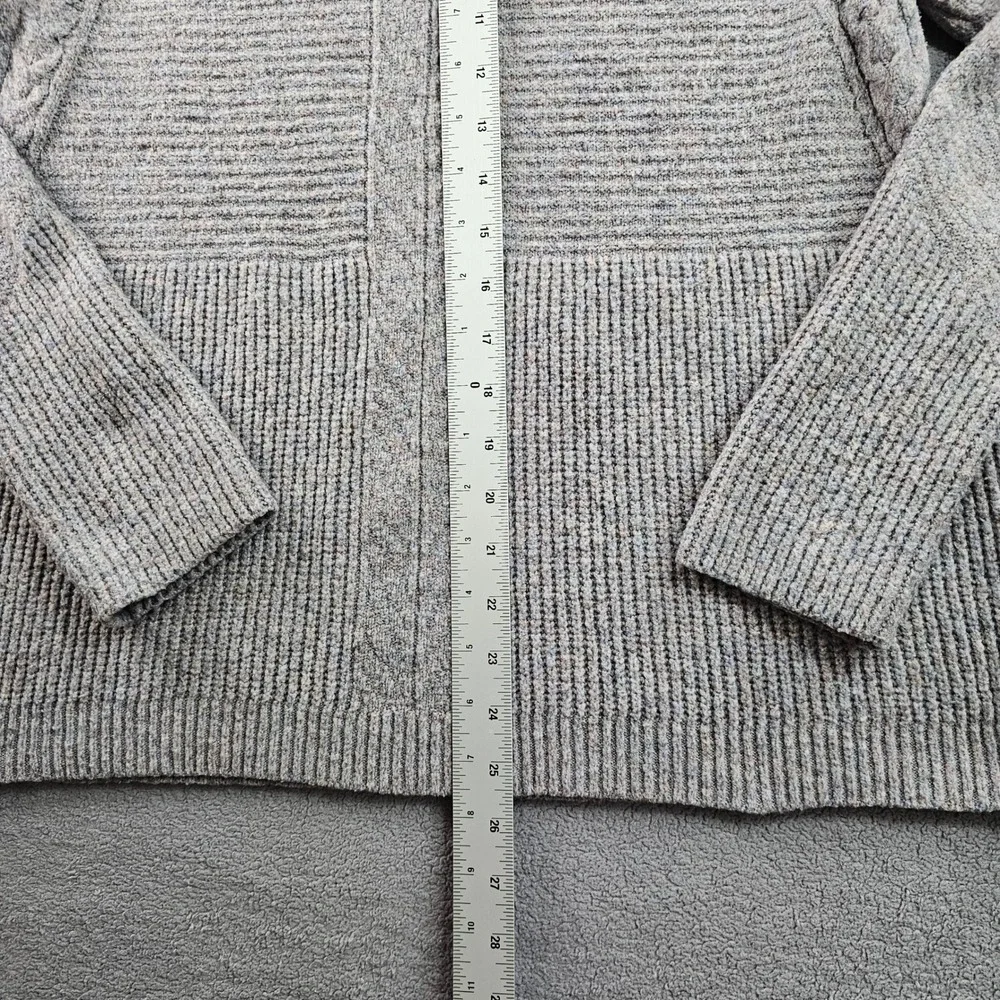 Liz Claiborne Sweater Women L Gray Soft Marled Cable Knit Long Sleeve Turtleneck